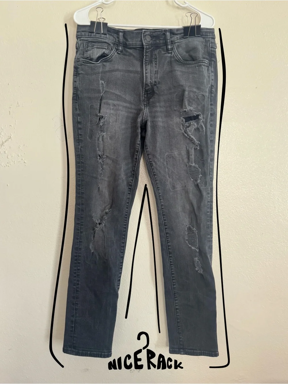 H&M - Dark Gray Distressed Men’s Jeans